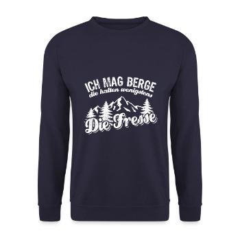 Ich mag Berge die halten wenigstens die Fresse - Unisex Pullover - Navy - Vorne - Alina (178cm) & Michal (187cm)