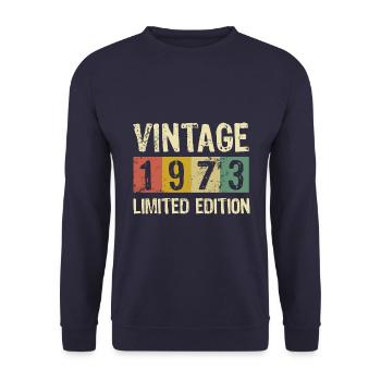 Vintage 1973 - Limited Edition Birthday - Unisex Sweatshirt - navy - Front - Alina (178cm) & Michal (187cm)