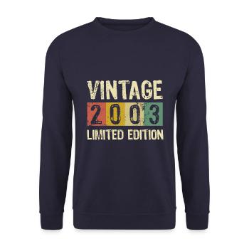 Vintage 2003 Limited Edition Geburtstag - Geschenk - Unisex Pullover - Navy - Vorne - Alina (178cm) & Michal (187cm)