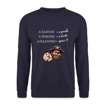 A Ras Bord Pirate. Humour Cadeau Anniversaire Fête - Sweat-shirt Unisexe - marine - Devant - Alina (178cm) & Michal (187cm)