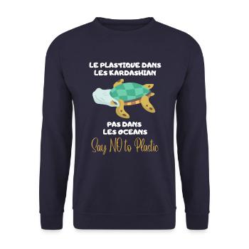 Platique pas dans les Oceans. Protege nos Océans - Sweat-shirt Unisexe - marine - Devant - Alina (178cm) & Michal (187cm)