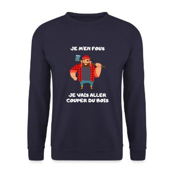 Couper du bois Cadeau Humour Bucheron Anniversaire - Sweat-shirt Unisexe - marine - Devant - Alina (178cm) & Michal (187cm)