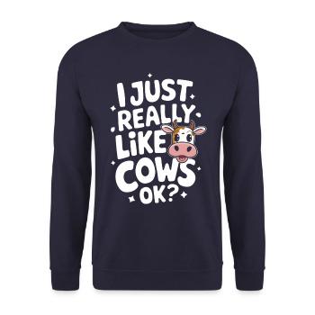 Éleveur de vaches Ferme Éleveur de vaches - Sweat-shirt Unisexe - marine - Devant - Alina (178cm) & Michal (187cm)