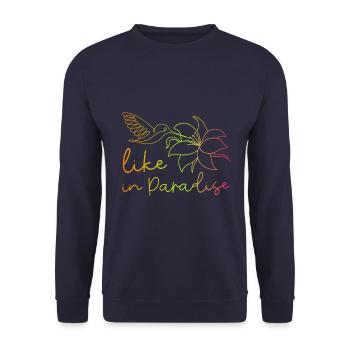 Hummingbird Like in Paradise - exotic nature flowers - Unisex Sweatshirt - navy - Front - Alina (178cm) & Michal (187cm)