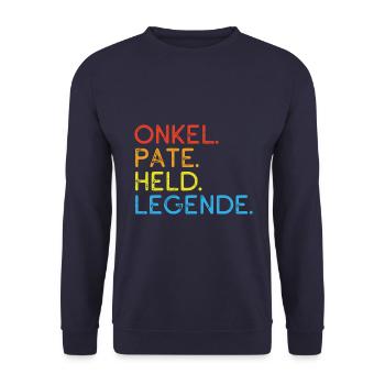 Bester Onkel - Pate - Held - Legende - Spruch - Unisex Pullover - Navy - Vorne - Alina (178cm) & Michal (187cm)