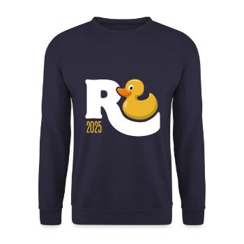 Rente Ente 2025 - Ruhestand - Pension - Unisex Pullover - Navy - Vorne - Alina (178cm) & Michal (187cm)