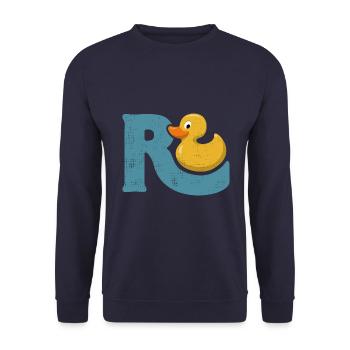 Rente Ente - Ruhestand - Pension - Unisex Pullover - Navy - Vorne - Alina (178cm) & Michal (187cm)