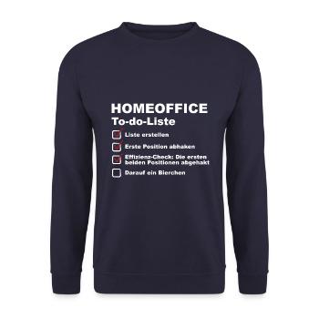 Homeoffice To do Liste - Bier Geschenk - Unisex Pullover - Navy - Vorne - Alina (178cm) & Michal (187cm)