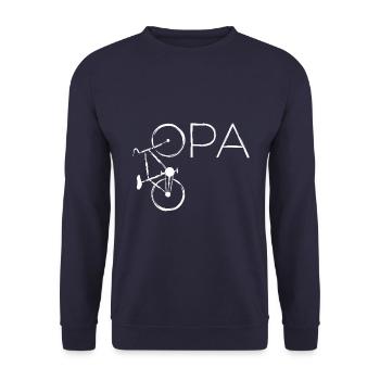 Fahrrad Opa - Fahrrad Spruch - Unisex Pullover - Navy - Vorne - Alina (178cm) & Michal (187cm)
