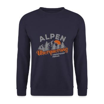 Alpenüberquerung Oberstdorf Meran Wandern - Unisex Pullover - Navy - Vorne - Alina (178cm) & Michal (187cm)