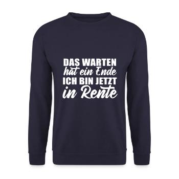Das Warten hat ein Ende ich bin jetzt in Rente - Unisex Pullover - Navy - Vorne - Alina (178cm) & Michal (187cm)