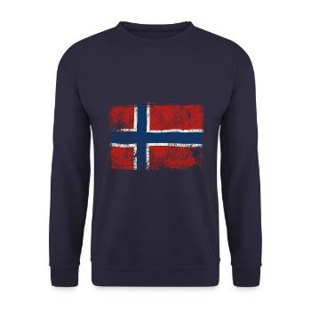 Norwegen Flagge Stolz Heimat Vaterland Geschenk - Unisex Pullover - Navy - Vorne - Alina (178cm) & Michal (187cm)