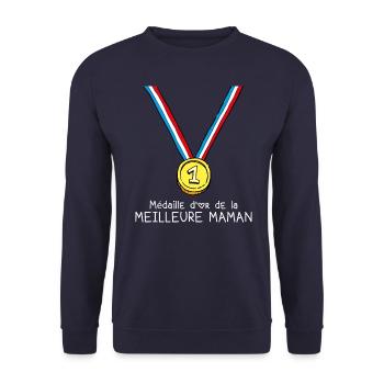 T-shirt Médaille d'or de la meilleure maman - Sweat-shirt Unisexe - marine - Devant - Alina (178cm) & Michal (187cm)