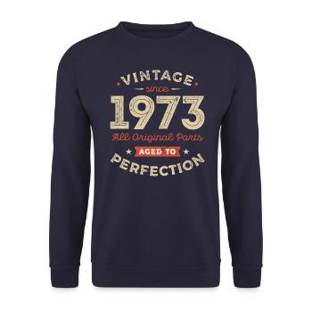 Vintage 1973 All Original Parts - Unisex Sweatshirt - navy - Front - Alina (178cm) & Michal (187cm)
