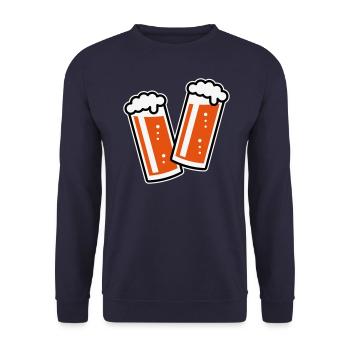 2 Altbiergläser Stoßen An (Bier / Altbier / 3C) - Unisex Pullover - Navy - Vorne - Alina (178cm) & Michal (187cm)