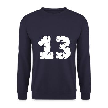 13 Zahl Trikot - Unisex Pullover - Navy - Vorne - Alina (178cm) & Michal (187cm)