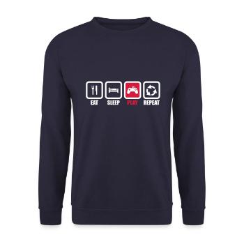 eat sleep play repeat : geek,gamer,gaming,jeux - Sweat-shirt Unisexe - marine - Devant - Alina (178cm) & Michal (187cm)