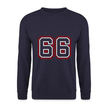 66 Zahl nummer - Unisex Pullover - Navy - Vorne - Alina (178cm) & Michal (187cm)