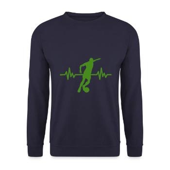 Herzschlag - Soccer / Sportverein Kicker Fußball - Unisex Pullover - Navy - Vorne - Alina (178cm) & Michal (187cm)