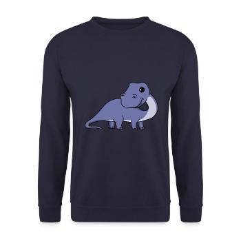 Dinosaurier brontosaurus Comic - Unisex Pullover - Navy - Vorne - Alina (178cm) & Michal (187cm)