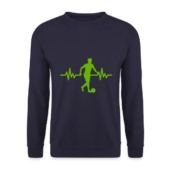 Herzschlag - Soccer / Sportverein Kicker Fußball - Unisex Pullover - Navy - Vorne - Alina (178cm) & Michal (187cm)