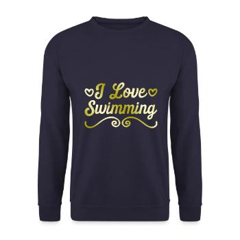 Ich liebe Schwimmen - Unisex Pullover - Navy - Vorne - Alina (178cm) & Michal (187cm)