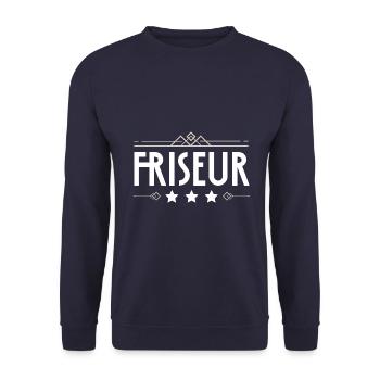 Friseur Beruf - Unisex Pullover - Navy - Vorne - Alina (178cm) & Michal (187cm)
