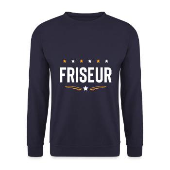 Friseur Beruf - Unisex Pullover - Navy - Vorne - Alina (178cm) & Michal (187cm)