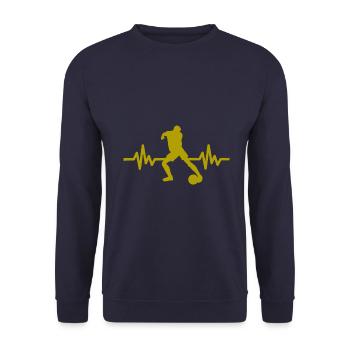 Herzschlag - Soccer / Sportverein Kicker Fußball - Unisex Pullover - Navy - Vorne - Alina (178cm) & Michal (187cm)