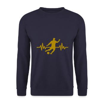 Herzschlag - Soccer / Sportverein Kicker Fußball - Unisex Pullover - Navy - Vorne - Alina (178cm) & Michal (187cm)
