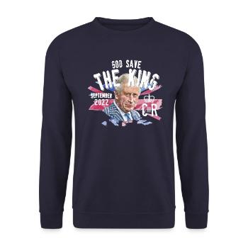 Gott schütze den König Karl III. - Unisex Pullover - Navy - Vorne - Alina (178cm) & Michal (187cm)