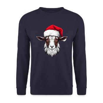 Ziege Xmas Weihnachten Tier Kopf - Unisex Pullover - Navy - Vorne - Alina (178cm) & Michal (187cm)