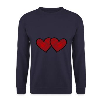 Herzen Liebe - Unisex Pullover - Navy - Vorne - Alina (178cm) & Michal (187cm)