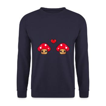 Champignon Couple Amour Bande Dessinée - Sweat-shirt Unisexe - marine - Devant - Alina (178cm) & Michal (187cm)