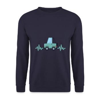 Auto - Wagen - Herzschlag - Autobus - Offroad - Unisex Pullover - Navy - Vorne - Alina (178cm) & Michal (187cm)