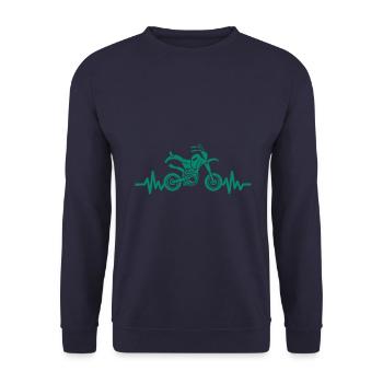 Heartbeat Motorcycle - Motorcross - Unisex Sweatshirt - navy - Front - Alina (178cm) & Michal (187cm)