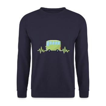 Car - Car - Heartbeat - Bus - Style - Unisex Sweatshirt - navy - Front - Alina (178cm) & Michal (187cm)