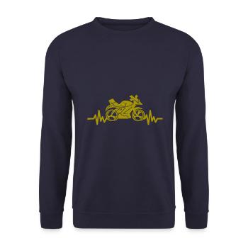 Heartbeat Motorrad - Maschine Motorsport Freiheit - Unisex Pullover - Navy - Vorne - Alina (178cm) & Michal (187cm)