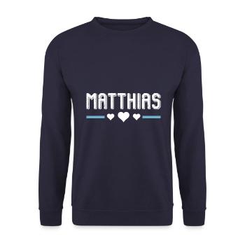 Matthias - Unisex Pullover - Navy - Vorne - Alina (178cm) & Michal (187cm)