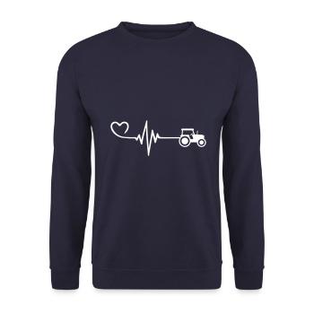 Traktor Puls Herz Liebe - Unisex Pullover - Navy - Vorne - Alina (178cm) & Michal (187cm)