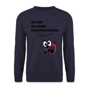 Ich hab die Haare schön - Unisex Pullover - Navy - Vorne - Alina (178cm) & Michal (187cm)