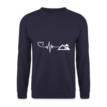 Montagnes Pulse Heart - Sweat-shirt Unisexe - marine - Devant - Alina (178cm) & Michal (187cm)