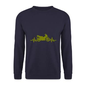 Heartbeat Motorrad - Maschine Motorsport Freiheit - Unisex Pullover - Navy - Vorne - Alina (178cm) & Michal (187cm)