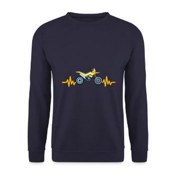 Heartbeat Motorrad - Motorcross - Unisex Pullover - Navy - Vorne - Alina (178cm) & Michal (187cm)