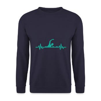 Heartbeat Swimmer - Diver Water Sports Athlete - Unisex Sweatshirt - navy - Front - Alina (178cm) & Michal (187cm)