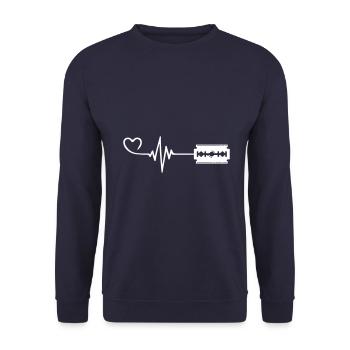 Razor Blade Pulse Heart Love - Unisex Sweatshirt - navy - Front - Alina (178cm) & Michal (187cm)