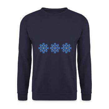 Schneeflocke Winter Symbol - Unisex Pullover - Navy - Vorne - Alina (178cm) & Michal (187cm)