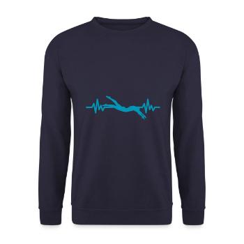 Heartbeat Swimmer - Diver Water Sports Athlete - Unisex Sweatshirt - navy - Front - Alina (178cm) & Michal (187cm)