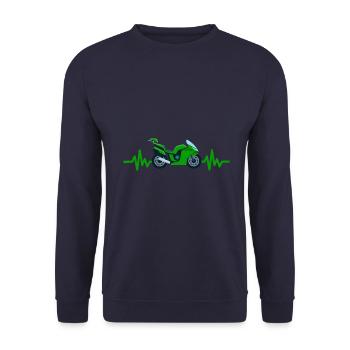 Heartbeat Motorrad - Maschine Motorsport Freiheit - Unisex Pullover - Navy - Vorne - Alina (178cm) & Michal (187cm)