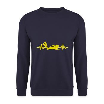 Heartbeat Swimmer - Diver Water Sports Athlete - Unisex Sweatshirt - navy - Front - Alina (178cm) & Michal (187cm)